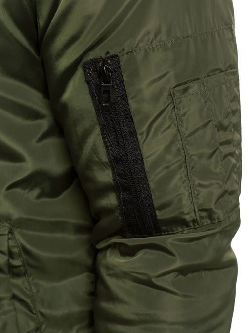 Khaki bomber bunda s imitací mikiny J.STYLE AK98