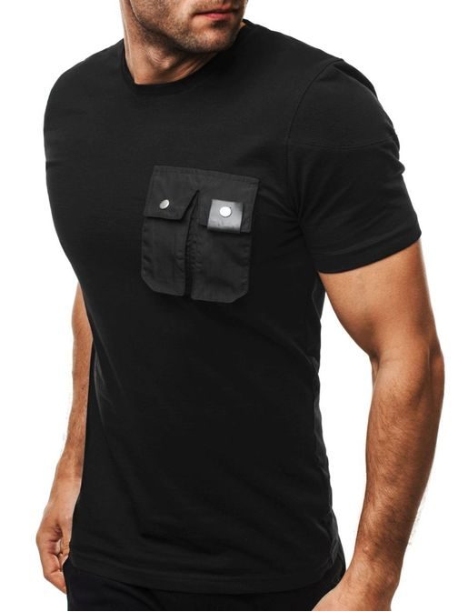 Stylové černé tričko s kapsou Athletic 467