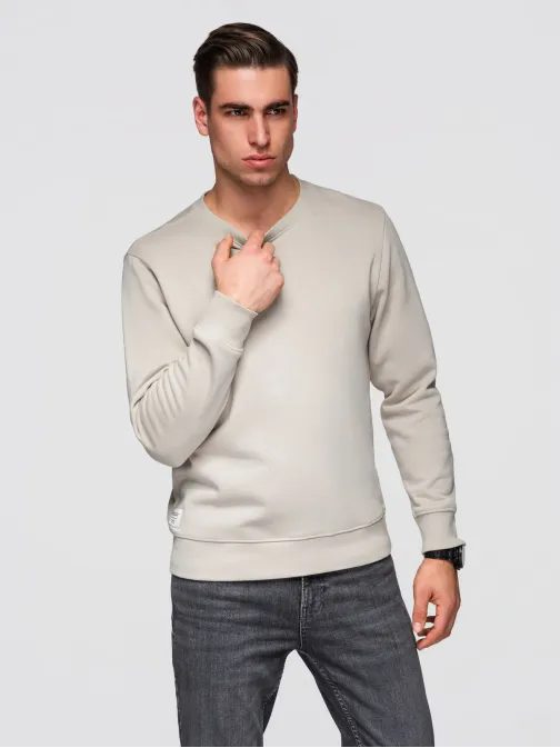 Módní béžová mikina bez kapuce V3 SSBN-0271