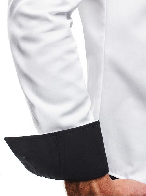 Výrazná bílá košile s černým lemem 2228