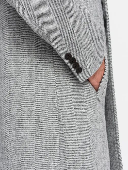 Elegantní pánský šedý dvouřadový kabát V1 COWC-0118