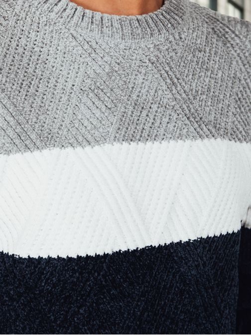 Pánský pruhovaný tříbarevný svetr