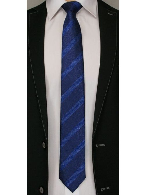 Tmavě modrá kravata s pruhy
