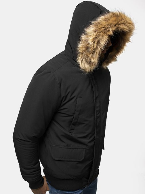 Černá zimní bunda s kapucí JS/M2019/392