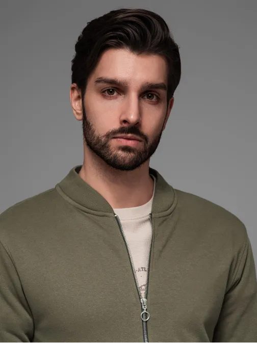 Zajímavá khaki bomber mikina V1 SSZP-0215