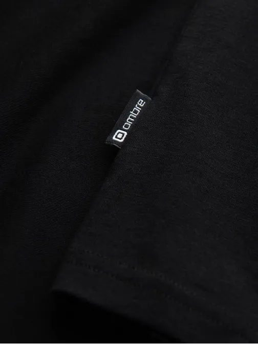 Trendy pánské černé tričko s výstřihem do V V3 TSCT-0106