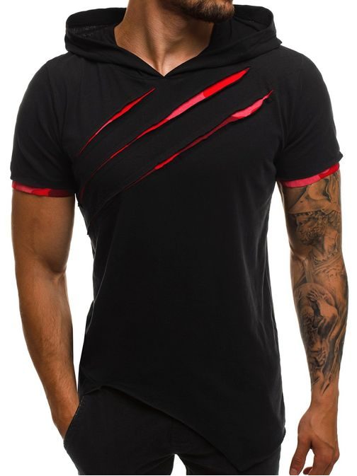 Černo-červené asymetrické tričko pánské  A/1185