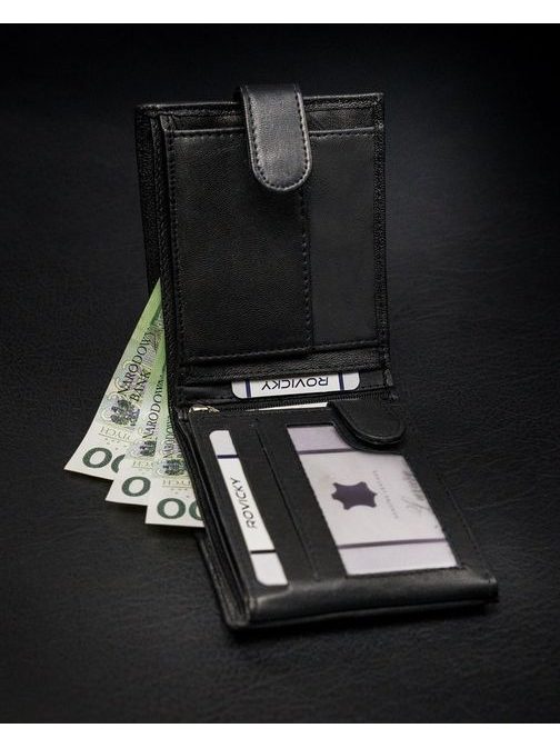 Černá kožená elegantní peněženka