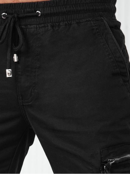 Moderní kapsáčové černé jogger kalhoty