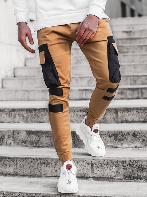 Stylové kamelové joggery G/11131