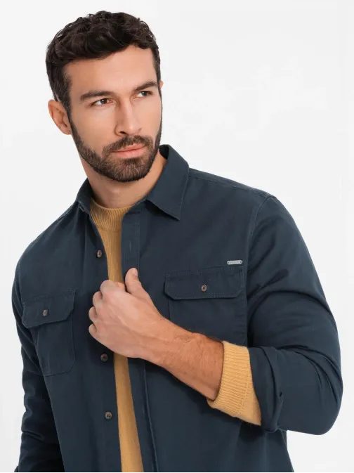 Ležérní granátová košile s kapsami na knoflíky V3 SHCS-0146