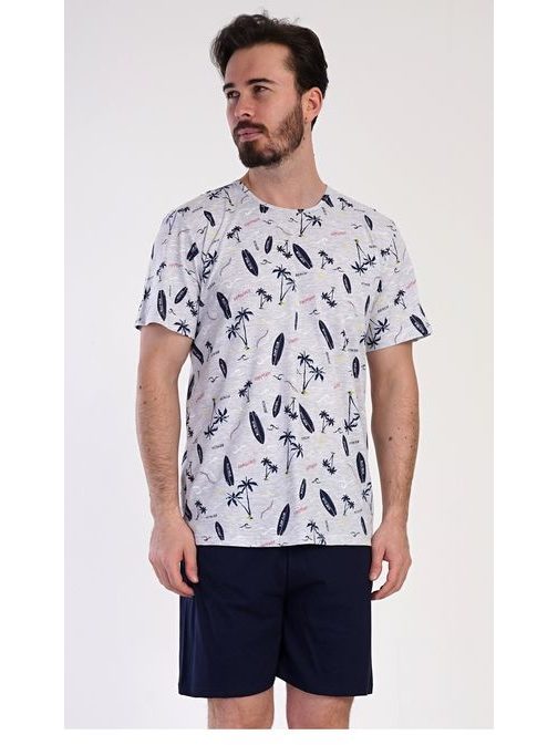 Šedo-modré pánské pyžamo Surfing