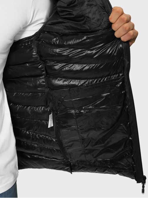 Prošívaná bunda v černé barvě s kapucí JS/M13057/392