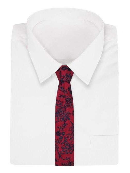 Červená květinová kravata