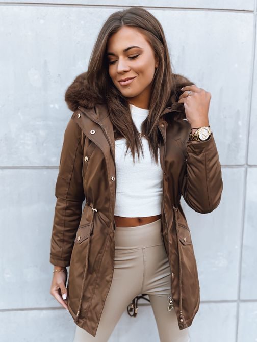 Dámská módní kávová zimní parka Goddess