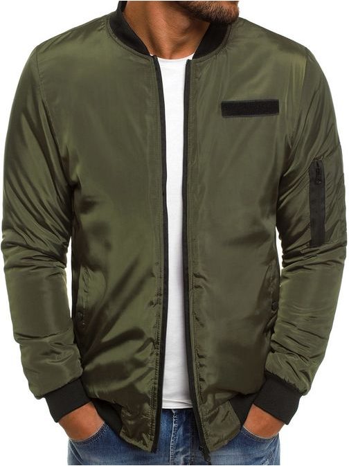 Stylová khaki bomber bunda s aplikací J.STYLE AK93