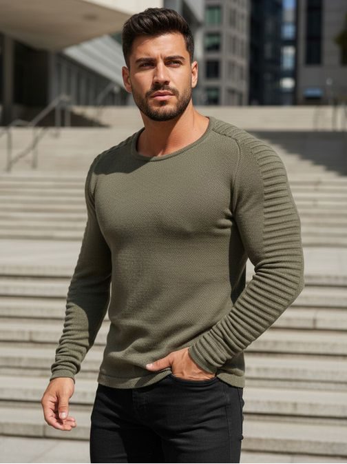 Trendový khaki svetr