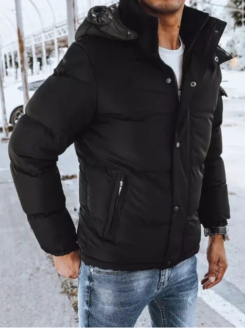 Prošívaná zimní bunda v černé barvě