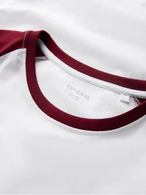 Trendy bílo-bordó pánské tričko V2 LSCL-0105