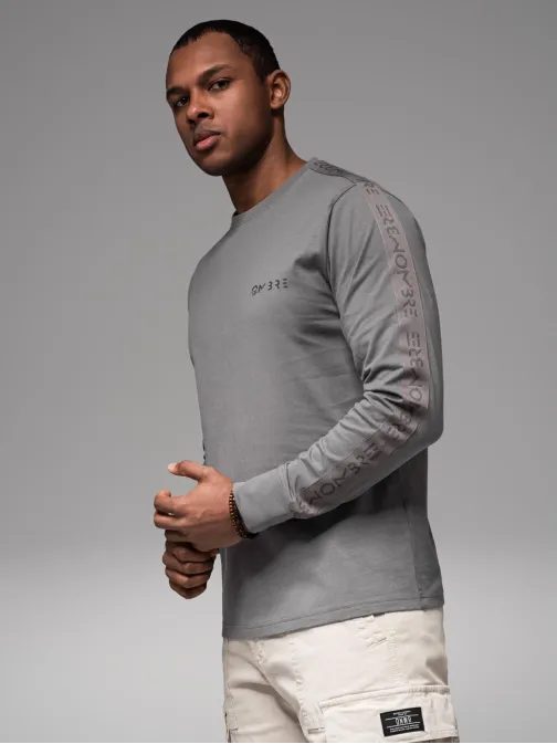 Poutavé šedé tričko s dlouhým rukávem V5 LSCL-0127