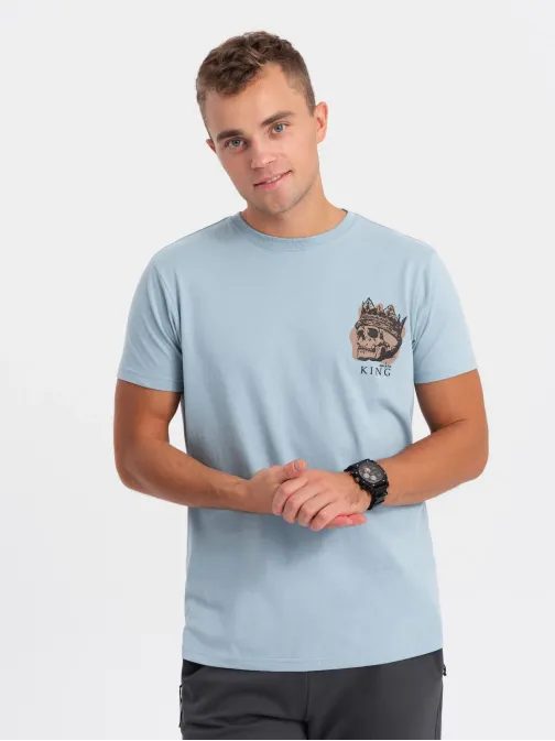 Jasně modré tričko se zajímavým potiskem V2 TSPT-0167