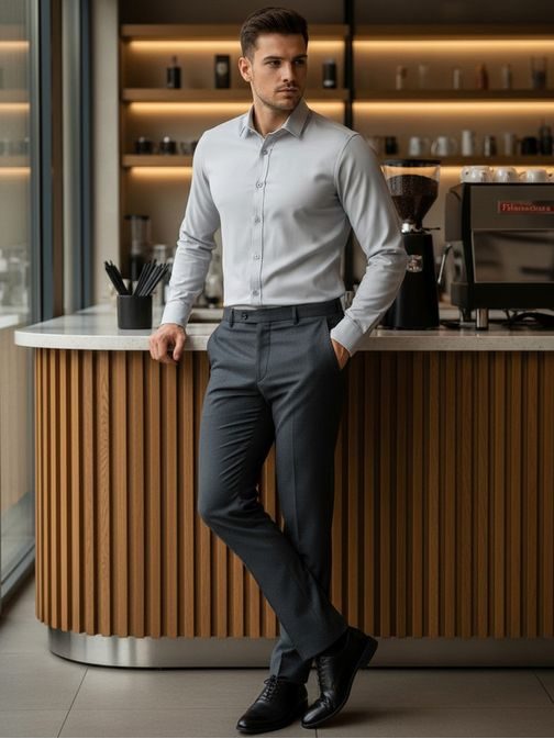 Světle šedá elegantní košile