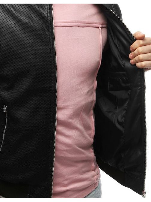 Pánská koženková bunda v černé barvě