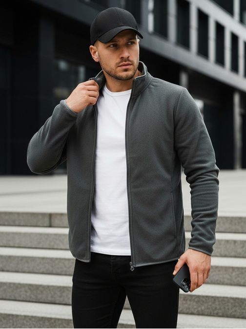 Grafitová mikina na zip bez kapuce