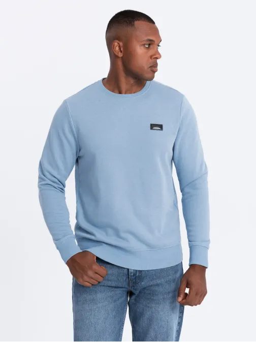 Trendy světle modrá mikina s nášivkou V3 SSNZ-0136
