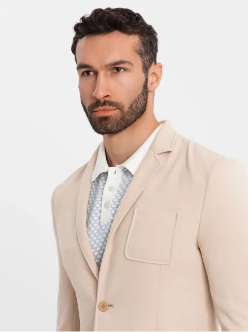 Sportovní béžové slim fit sako V5 BLZB-0101