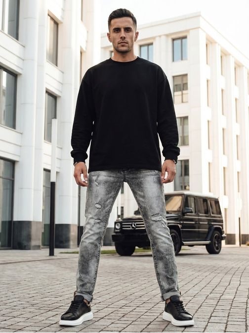 Stylové šedé pánské džínové kalhoty