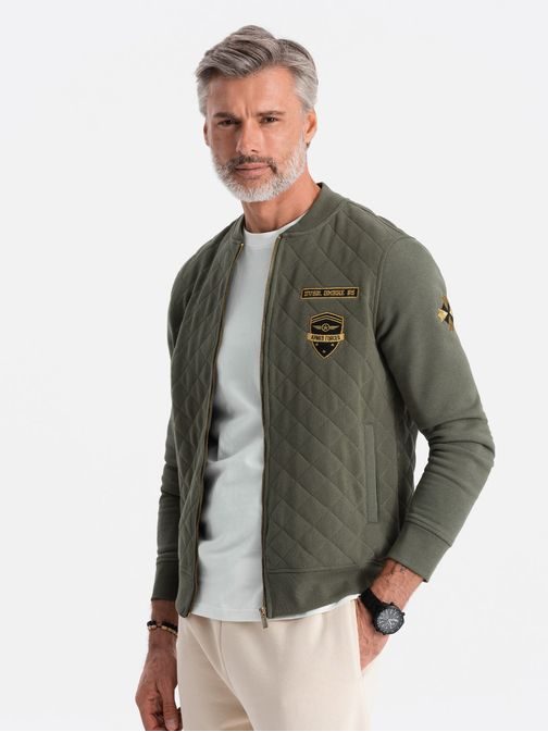 Olivová bomber mikina V3 B1422