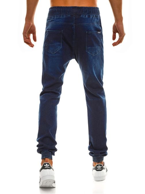 Prošívané džínové jogger tmavě modré kalhoty OTANTIK 1805
