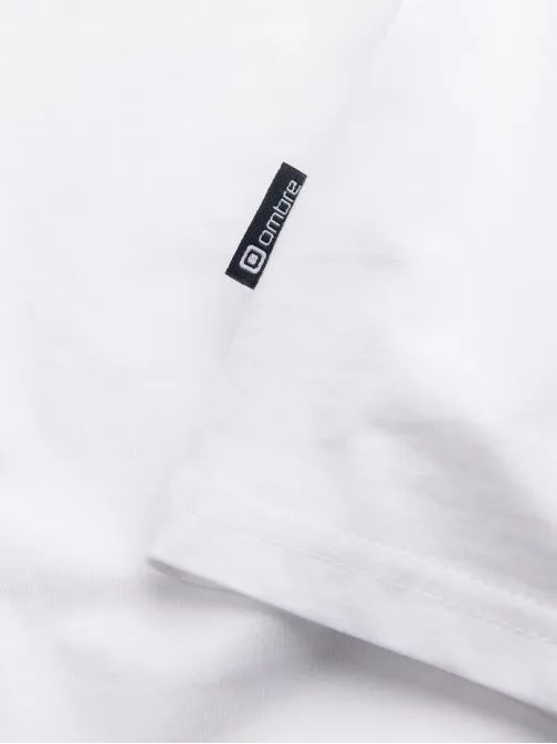 Bílé tričko s dlouhým rukávem a výstřihem do V V3 LSBL-0108