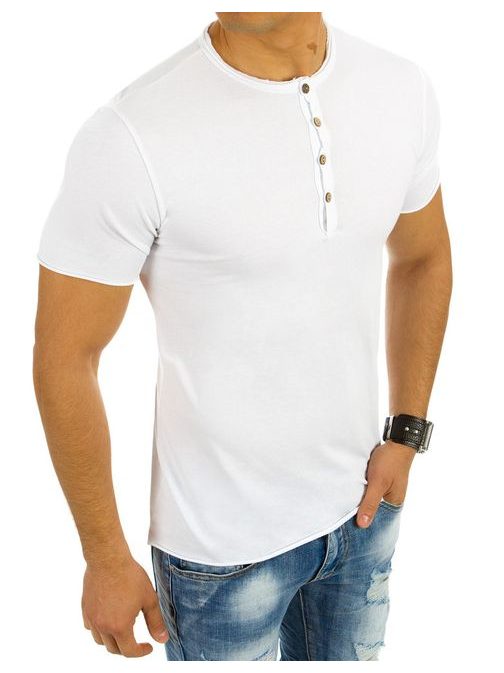 Fantastické bílé pánské tričko s knoflíky