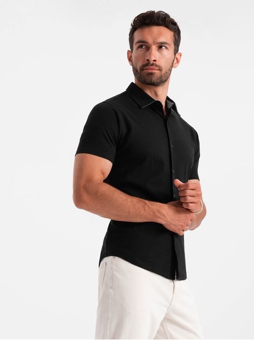 Trendy černá košile V4 SHSS-0100
