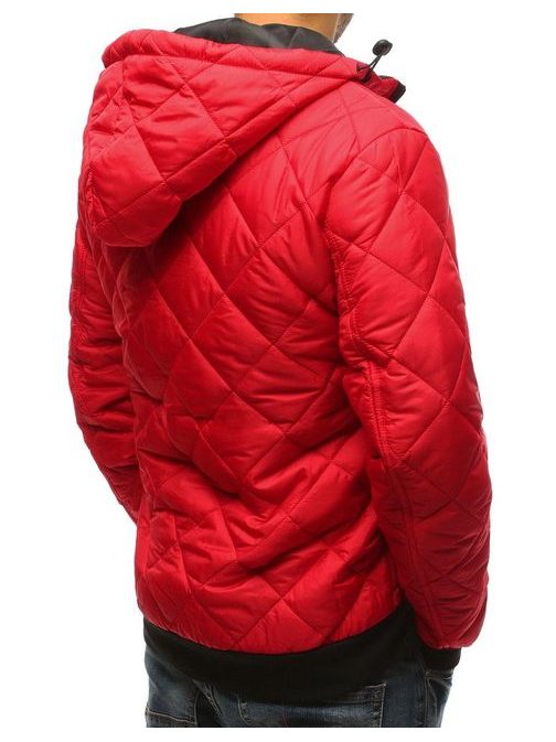 Prošívaná bunda s kapucí červená