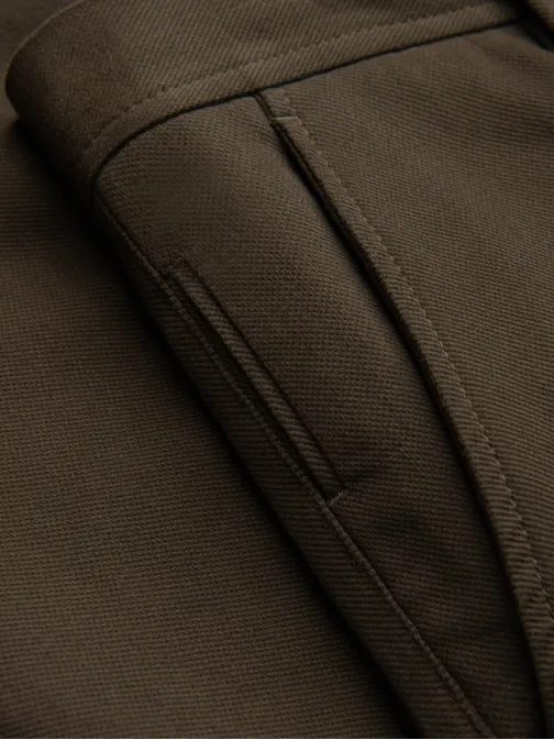 Chinos olivové kalhoty klasického střihu s jemnou texturou V4 PACP-0190