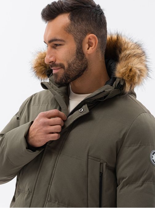 Atraktivní khaki parka na zimu C554