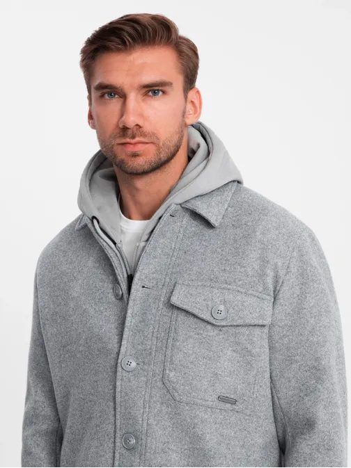 Stylová šedá bunda s viskózou V2-janp-0199
