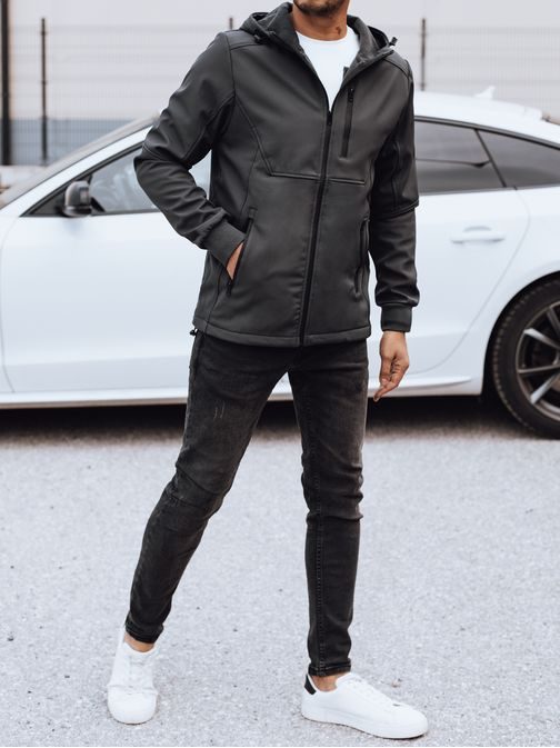 Přechodná grafitová pánská bunda s kapucí