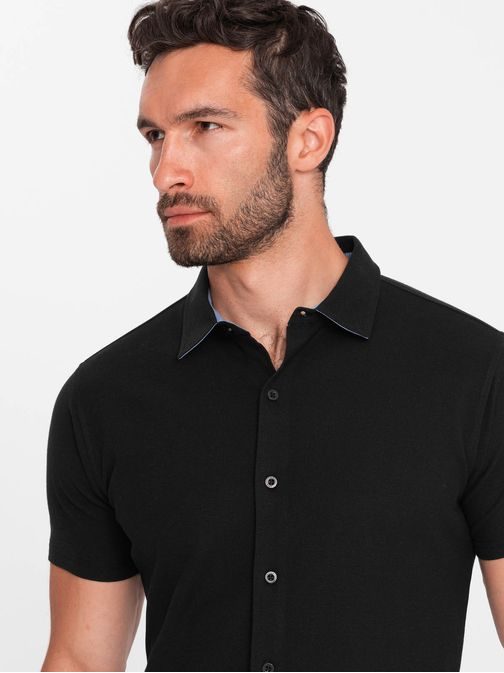Trendy černá košile V4 SHSS-0100