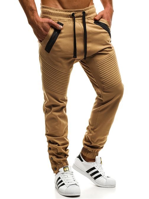 Karamelové chinos jogger kalhoty OZONEE A/0952