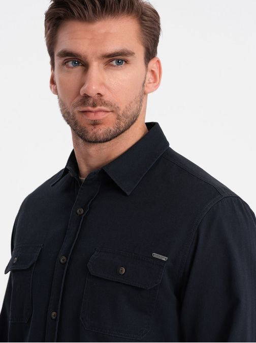 Ležérní granátová košile s kapsami na knoflíky V3 SHCS-0146