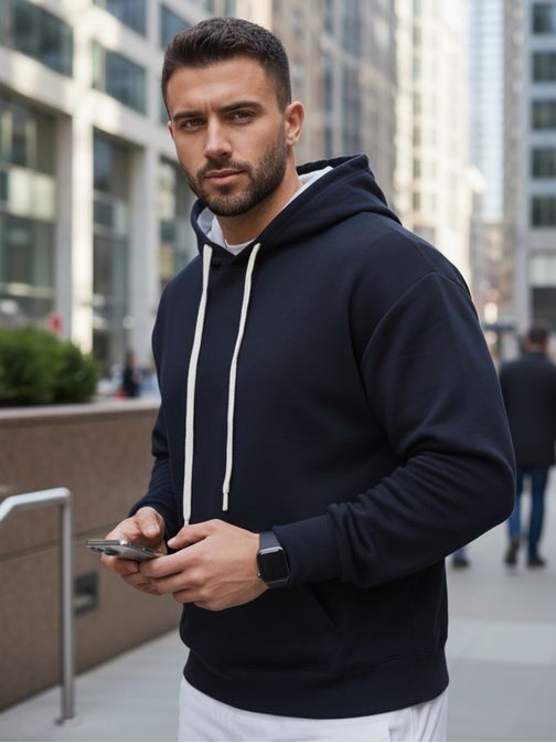 Pánská mikina tmavě modrá v zajímavém designu