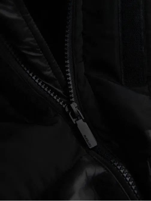 Prošívaná černá lesklá pánská parka V1 JALJ-0266