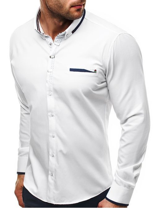 Bílá košile v poutavém designu OZONEE 2224