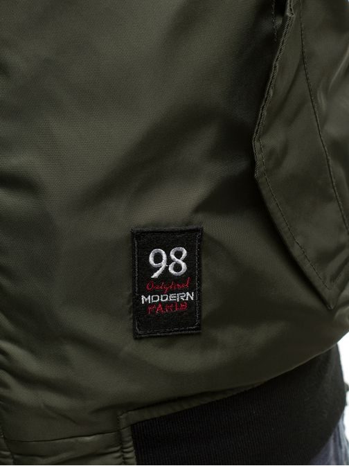 Stylová zelená bomber bunda s nášivkami NATURE 4635