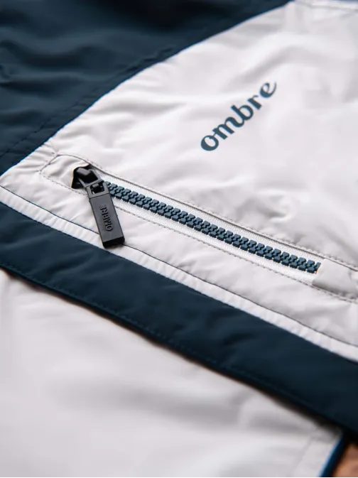 Pohodlná hnědo-modrá přechodná sportovní bunda V1 JANP-0194