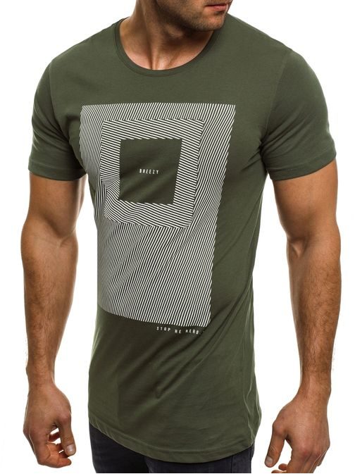 Pánské moderní khaki tričko s krátkým rukávem BREEZY 304